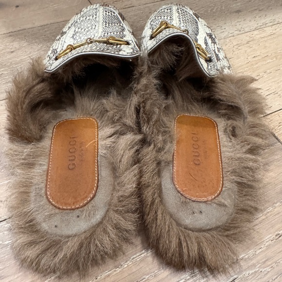 Gucci Princetown Fur lined slippers -Snake/python - Picture 4 of 6